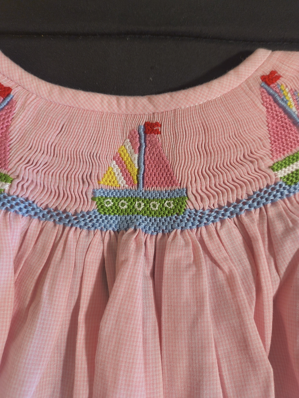 Pink Smocked Sailboat Cotton Dress for Girls